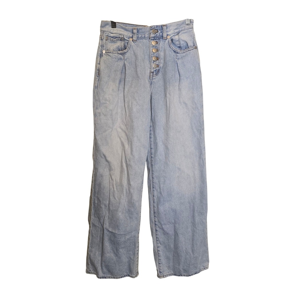 Madewell Superwide-Leg Jeans Women 25‎ Light Wash Cotton Pleated Denim Boho